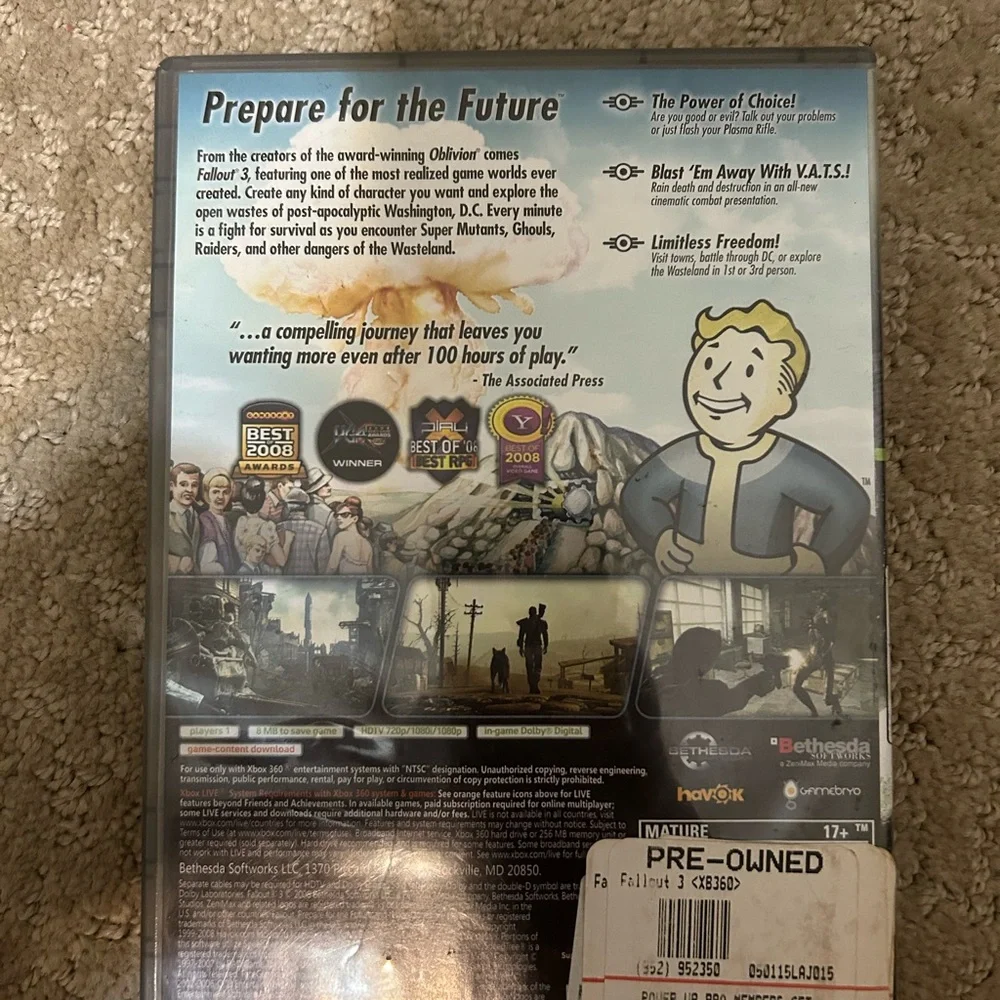 Microsoft Xbox 360 Fallout 3 Platinum Hits - Gray and Green